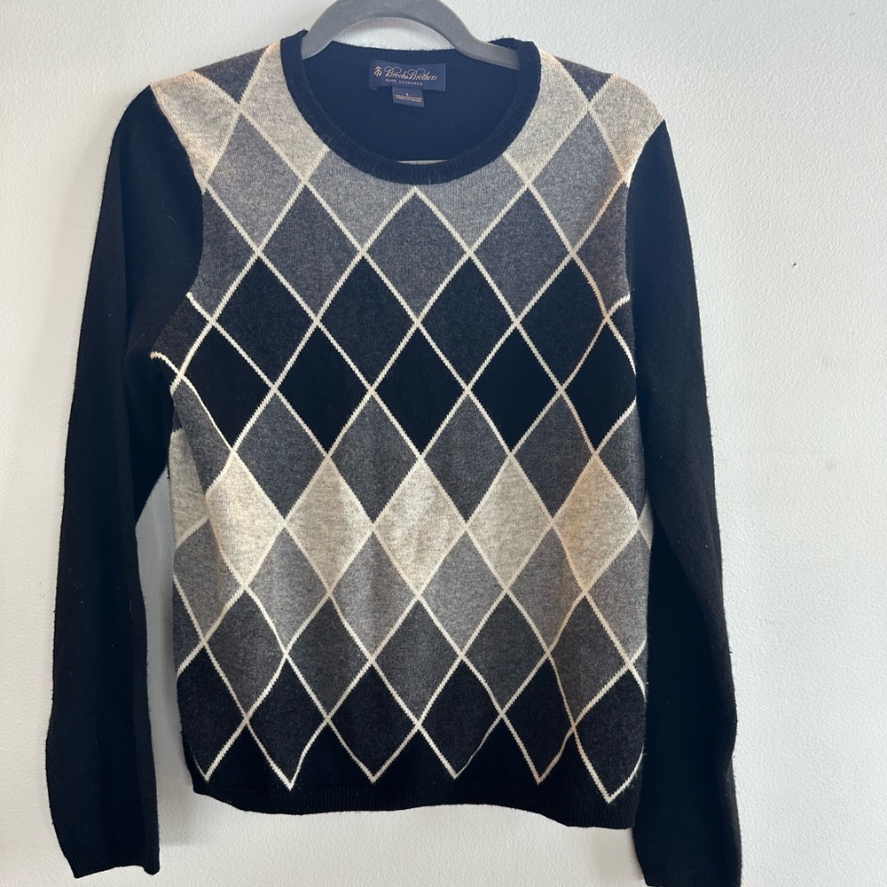 Brooks Brothers Pure Cashmere Argyle sweater